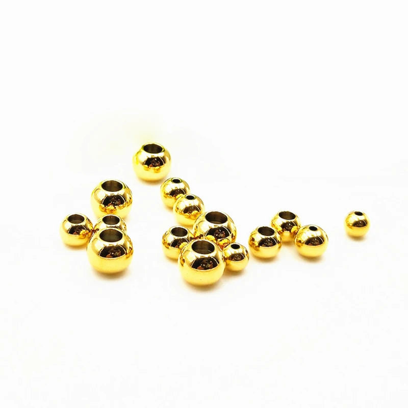 Wholesale Jewelry Accessories Findings Stainless Steel PVD 18K Gold Plating Septum Round Solid Beads DIY Jewelry Making2-10 mm