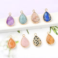 Faceted Natural Crystal Stone Drop Charm Pendant Bezel Crystal Charm Bead for Diy Jewelry Making
