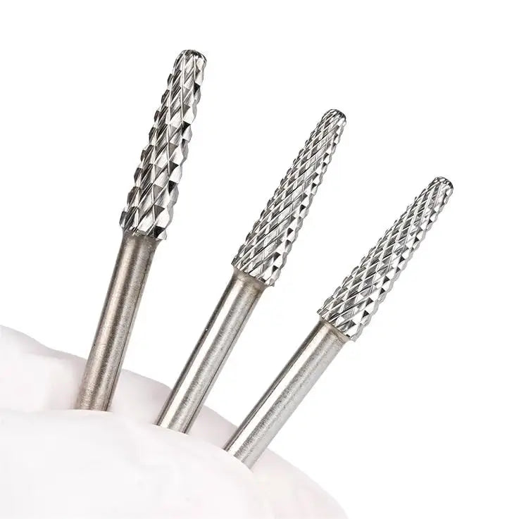 3.1mm Small Cone Bit Uncoated 3/32'' Tungsten Carbide Nail Drill Bits Rotary Burr Remove Gel Manicure Tools