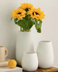 Nordic Creative White Ceramic Modern Three-Piece Set Decorative Dried Flower Tabletop Vase for Wedding Living Room
