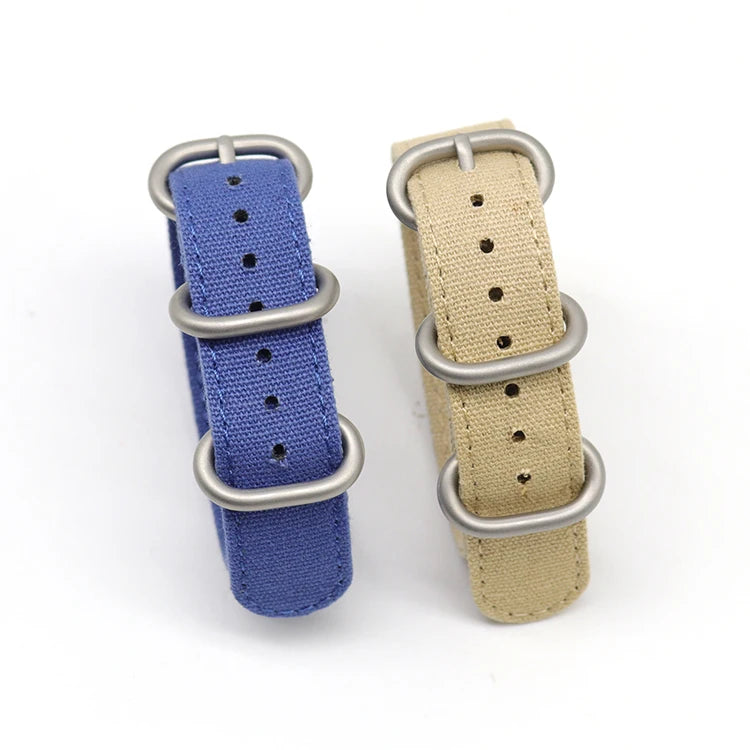 2024 Designer Men's Soft Wristwatch Strap 18/20/22/24mm Fabric Woven Canvas Watch Band with Stainless Steel Buckle Charm