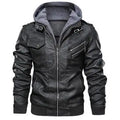 Wholesale Men Motorbike Pu Leather Jacket for Winter Custom Design Zipper up Casual Windbreaker Jacket With Hood