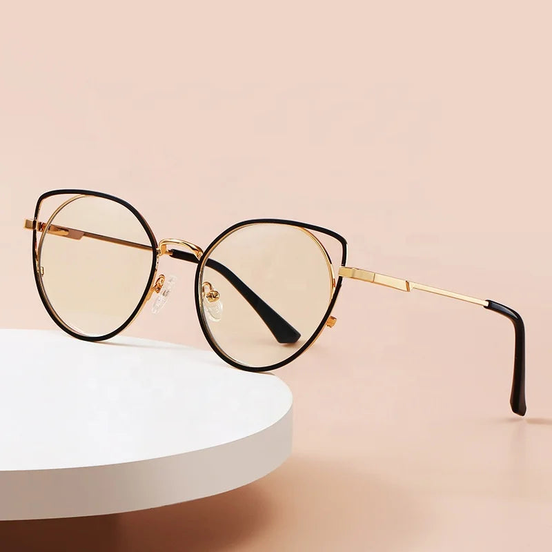 Sunray Hot Selling China Factory Cat Eye Glasses Women Newest Style Fashion Eyewear Cateye Metal Optical Frames
