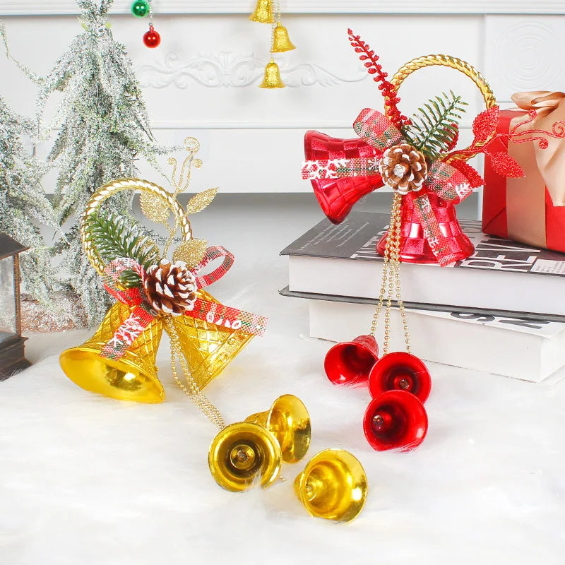 Wholesale Christmas Ball Decoration Double Bell Pendant Christmas Tree Bell Ornament Christmas Bells