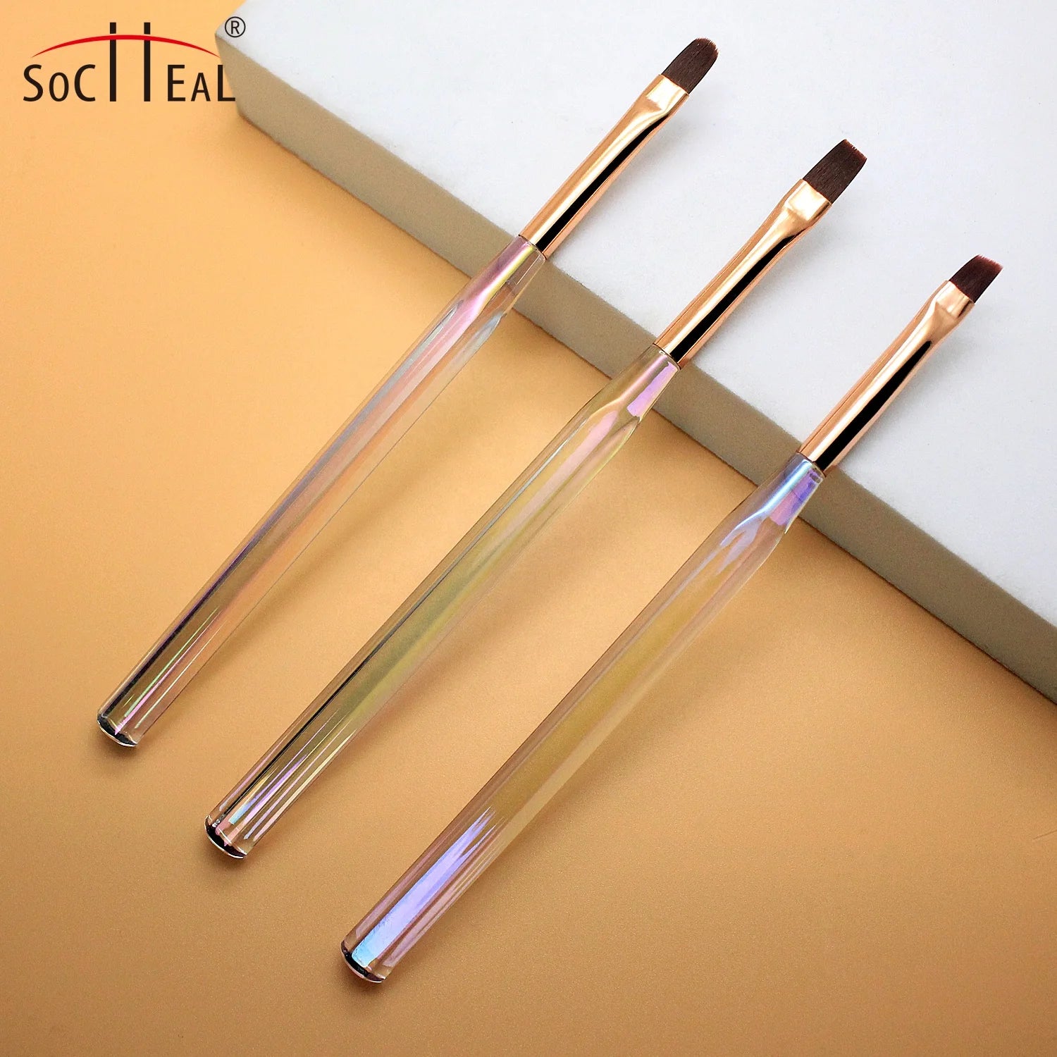 YALIXIN Custom Private Logo Acrylic Transparent Handle Acrylic Brush Nylon Hair Gel UV Flat Oval Brush for Nail Art