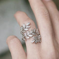 CAOSHI Wholesale 925 Silver Plating Leaf Inlaid Customize Handmade Ring ODM OEM Zircon Stackable Women Rings