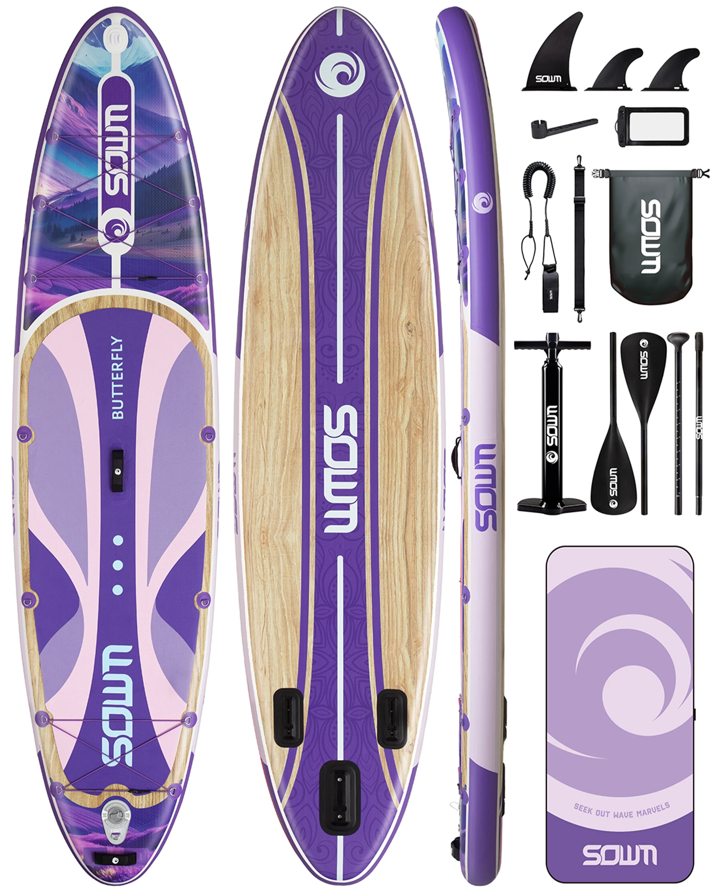 EU Dropship Product New Arrival Inflatable Paddle Board 11'x33''x6'' Stand up Paddle Board Portable purple Paddle Surf Board