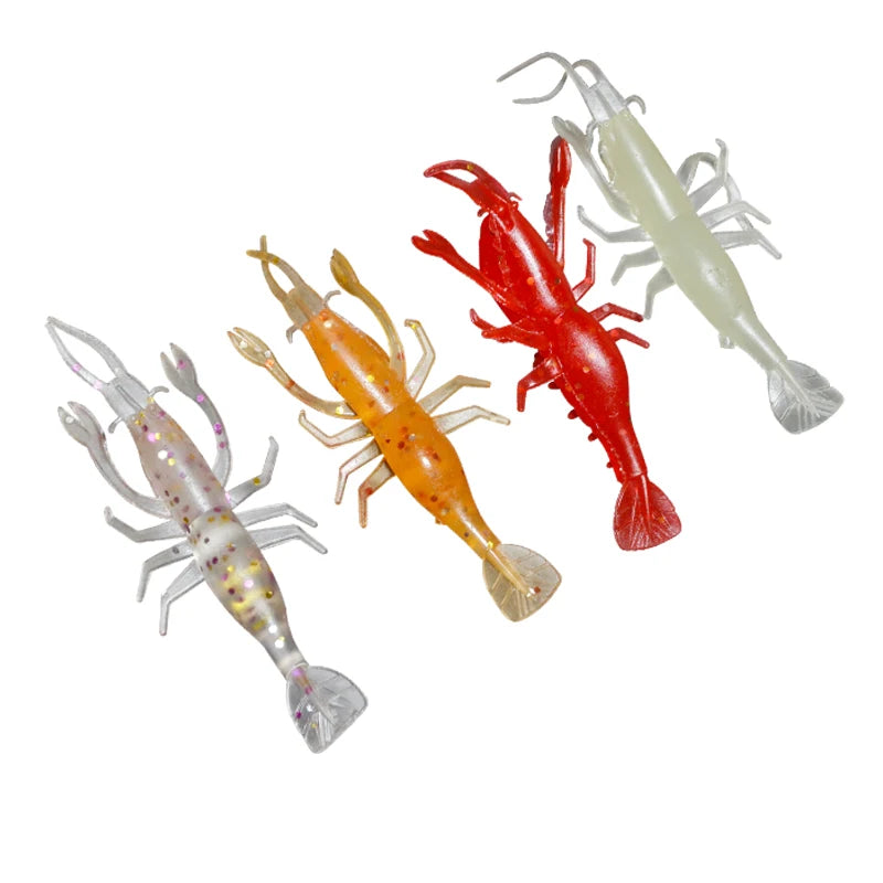 Gulang 78mm /3.7g Color Bionic Shrimp Lures With Hooks Live Lures Artificial Soft Bait for Fishing