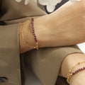 2023 Light Luxury Opal Stone Bracelet Titanium Steel Double Chain Bead Bracelet Plated 18K Gold Bracelet for Women