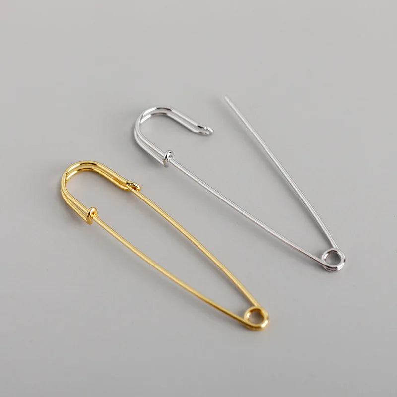 Minimalistic Safety Pin 925 Silver Modern Gold Plated Safety Pin Hoop Earrings for Women Statement Earrings