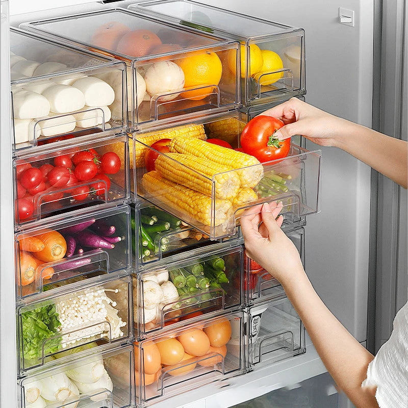 Fridge Organiser Kitchen Food Drawer Organizers Food Storage Grade Food Freezer Organiser Drawer