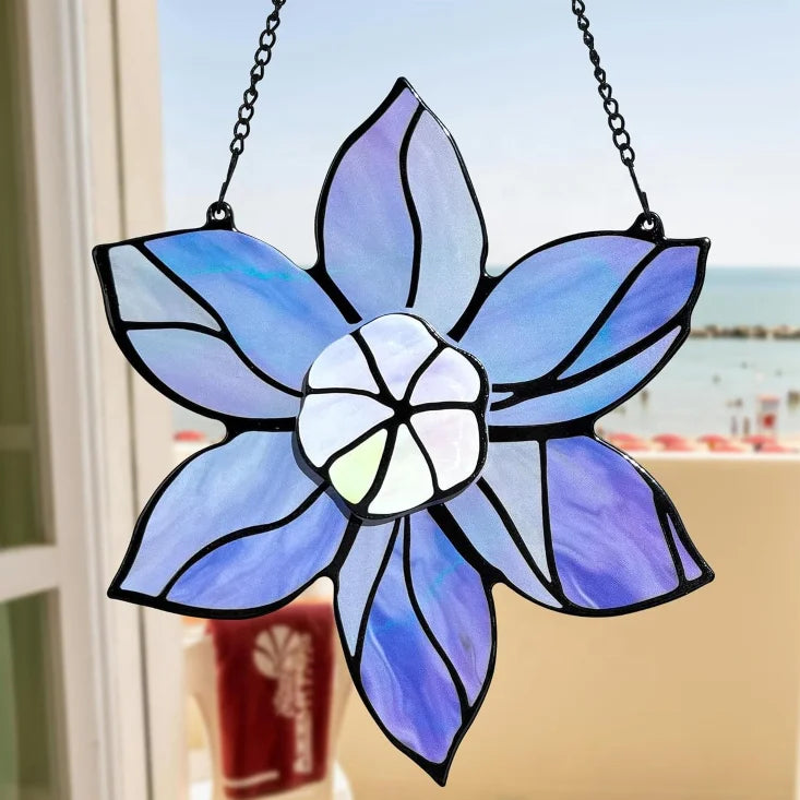 3D Flower Light Trap Stained Glass Pendant Wind Chimes Window Ornament Pendant Wall Art Ornament