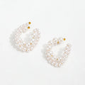 New Trendy 18K Gold Plated Cross Double-layer Pearl Cuff Earrings for Women Stainless Steel Jewelry Wholesale