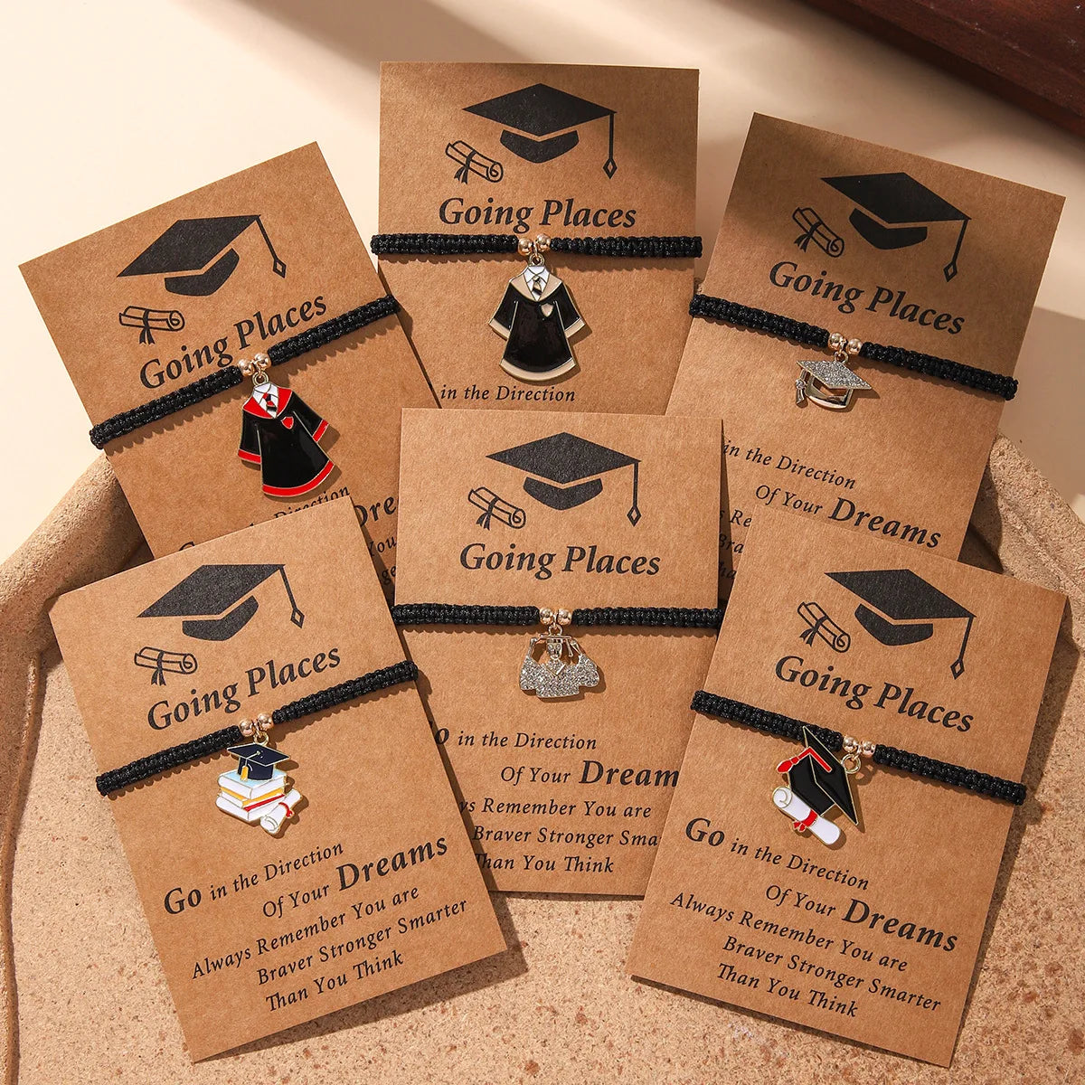 Graduation Season Gift Bachelor Hat Magic Robe Adjustable Hand Rope Card Braided Bracelet