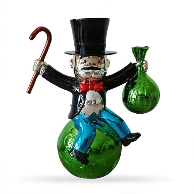Wholesales Life Size Rich Man Resin Crafts for Sculptures Animal Pattern Abstract Cartoon Shape Artistic Figurine Sale