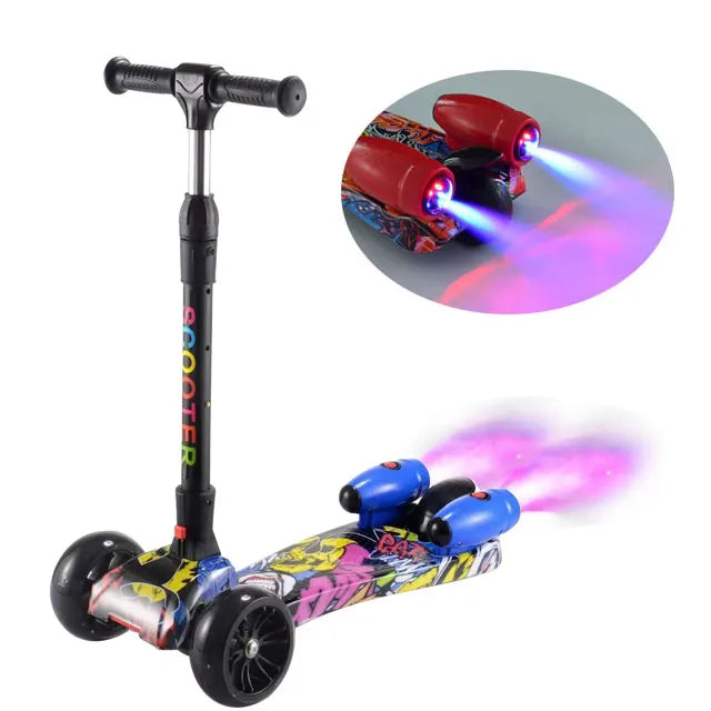 High Quality Flashing Three Wheel Electric Scooter for Kids with Water Spraying Flashing Lights