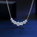 Elegant 925 Silvery 5mm Ice Round Zirconia Inlaid Smile Shaped Pendant Necklace for Women Banquet Valentine's Day  Gift