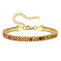 YuJin Jewelry Colorful Rhinestone Bracelet 18k Gold Plated Tarnish Free Waterproof Stainless Steel Bracelet Jewelry for Women