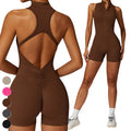 2025 High Intensity Zipper Stand up Collar Sports Rompers Workout Bodysuit Gym Fitness Jumpsuits One Piece Yoga Jumpsuit Women