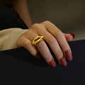 French Ins Style Hot Sale Exaggerated Personalized Lip Design Ring Stainless Steel Plated 18K Real Gold Rings