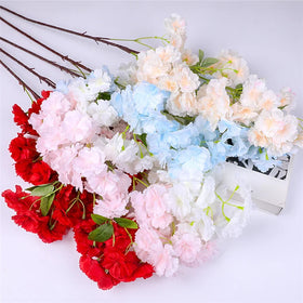 Wholesale Fake Cherry Blossom Flower Stem White Pink Red Faux Silk Sakura Artificial Cherry Blossom Branches for Wedding Decor