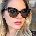 New European American Fashion Cat Eye Sunglasses 2022 Half Frame Big Frame Leopard Print PC Frame AC CE UV400 Certified Unisex
