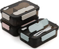 USSE Eco-Friendly Bento Lunch Box for Kids With Spoon and Fork 3 Compartment Bento Lunch Box With Lid and Spoon Bento Box