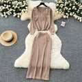 Women'S Fashion 2 Pieces Round Neck Slim Knit Top Casual Two Piece Set