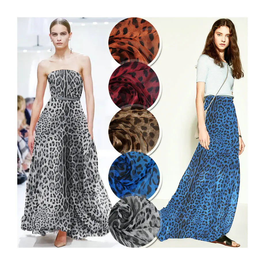 Customized Wholesale Woven Plain Leopard Print 100% Pure Silk Chiffon Fabric for Wedding Home Textile Girls Boys