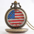 Vintage US Flag Australia Map Steampunk Men Watch Pendant Necklace Flap Pocket Watch