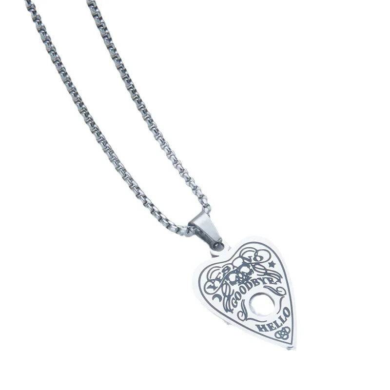 Wholesale Men Vintage Stainless Steel Carving Hollow Heart Pendant Necklace Goodbye Letter Necklace Jewelry