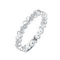 Simple Fashion Love Heart-shaped Finger Stacking Diamond 925 Sterling Silver Women Zircon Stone Ring