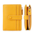 RFID Blocking Polyester Lining Handmade Genuine Leather ID Credit Card Holder Wallet Women Button Closure Short Clutch Purse
