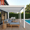 Outdoor Aluminum Waterproof Louvered Roof Garden Gazebo Sliding Doors Backyard Patio Retractable Wall Mounted Hotel Pool Pergola