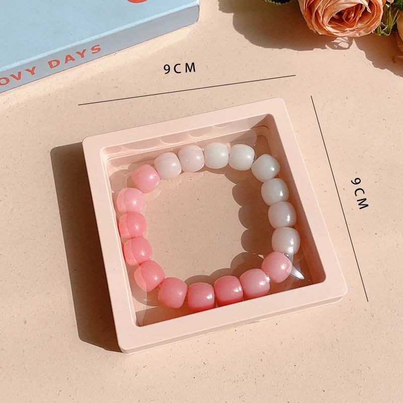 MIO Fashion Jewelry Bracelet for Women Gradient Handmade String Beaded Bracelet Cat Paw Pattern Bead Charm Bracelet Box