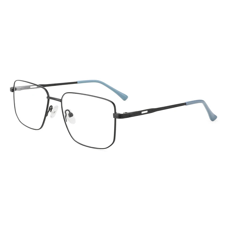 Custom Branded Fashion Eyewear Square Metal Eyeglasses Thin Optics Blue Prescription Glasses Frame