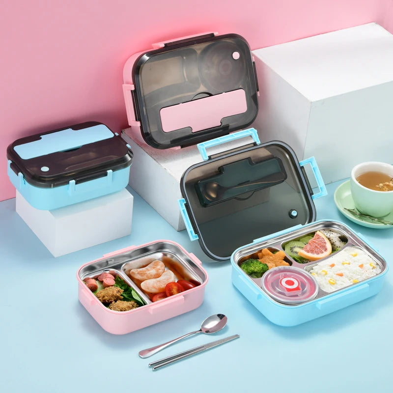 Children's Stainless Steel Heated Lunch Box Packaged in Carton for Students and Adults