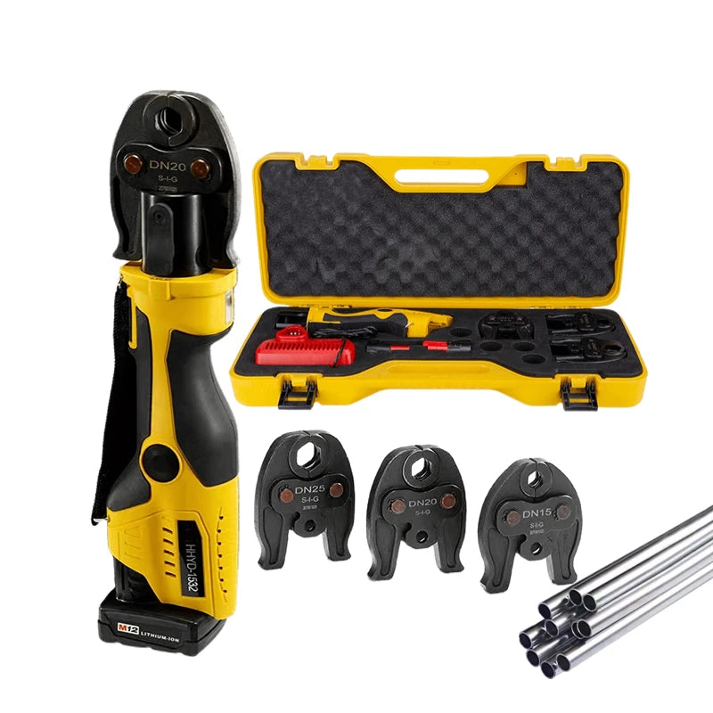 Cordless ProPress 220V Steel Hydraulic Pressing Tool Kit Battery Operated for PEX Copper Pipe Fittings 1/2 3/4 1" Crimping Tool