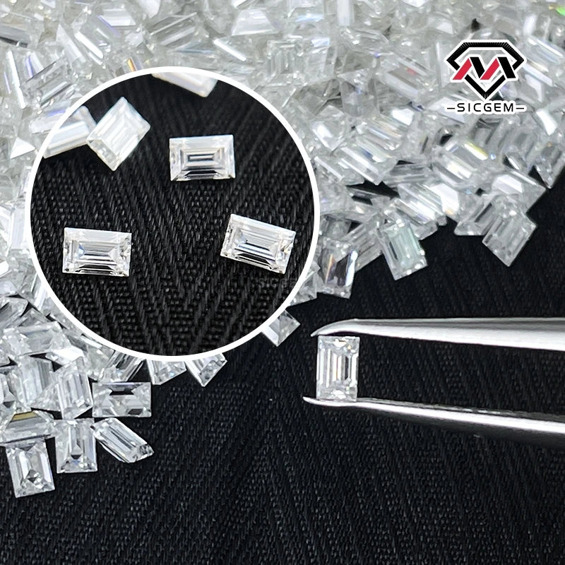 Wholesale D Color VVS Baguette Cut Lab Grown Synthetic Loose Moissanite for Jewelry Making.