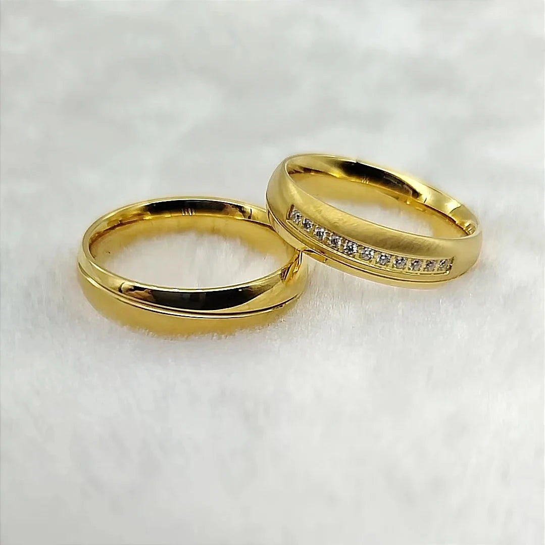 18k Gold Filled Couple Wedding Rings for Men and Women Anel Bague Anillos Trauringe Eheringe Damenringe Goldringe Fingerringe
