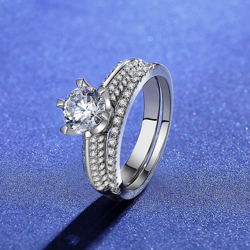 New Trendy Jewelry White Lab Gold Plated 925 Sterling Silver High Quality Moissanite Engagement Rings for Women