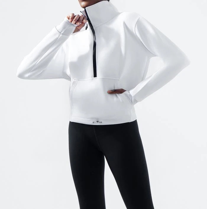 Winter Sports Gym Plain Clothing 2/3 Zipper Thick High Neck Long Sleeve Custom Blank Drawstring Sweatshirt Without Hood