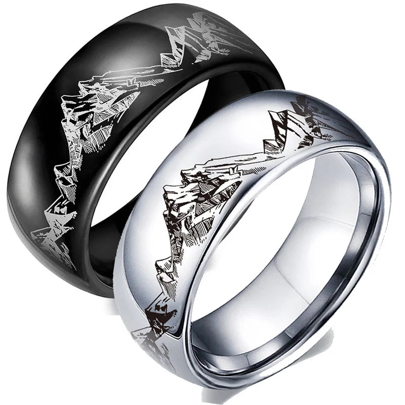 Fashionable Hip-hop Mountain Outdoor Stainless Steel Ring Casual Mountain Climbing Token Sports Ring Bracelet Accessory Gift