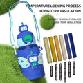 Travel Cute Bouncing Lid Cute Cartoon 316 Stainless Steel Vacuum Tumbler Cup Suction Cup Kettle Children Water Bottle