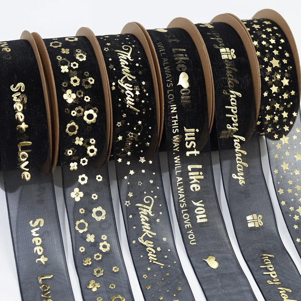 Custom logo Printed Organza Ribbons Decorative for Ribbons