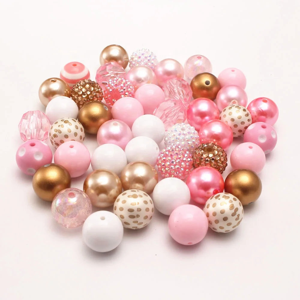 50pc/bag DIY Necklace and Bracelet Set 20mm Bubblegum Beads Mix Blue Color Beads Bulk Chunky Gumball Beads