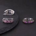 W0391 Engravable Jewelry Wholesale Glamorous Red Custom Rhodium Plated S925 Sterling Silver Natural Rhodolite Jewellery Set