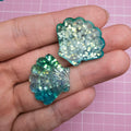 100Pcs/Lot Oceal Sea Shell Flatback Resin Cabochons Glitter Blue Seashell Buttons Embellishments for Scrapbooking Decoration
