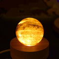 Wholesale Natural Stone Crafts Yellow Calcite Sphere Crystal Lamp Night Light for Home Decoration