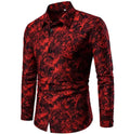 Men Casual Floral Long Sleeved Lapel Cardigan Button Shirt 3d Printed British Style Shirts